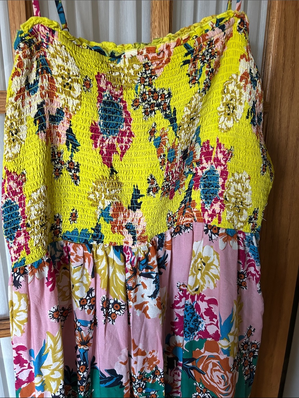 Anthropologie Multicolor Floral Maxi Dress - Yellow, Pink, Teal, Navy - Picture 2 of 6